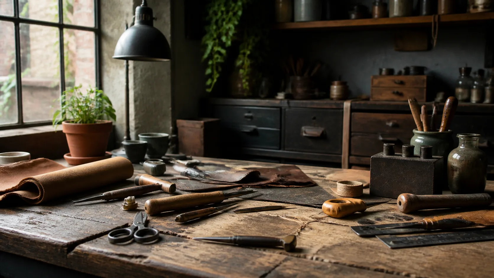 Detailed creative workbench representing a practical club session
